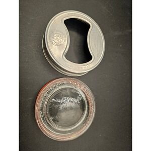 Vintage Presto Glass Top Canning Jar Lid Aluminum Band Glass Insert Red Gasket